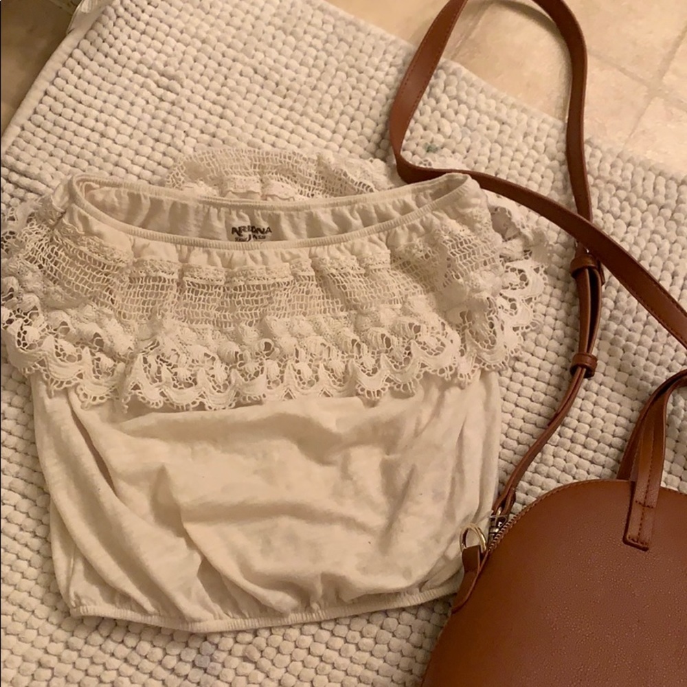 Shear White off the shoulder festival crop top